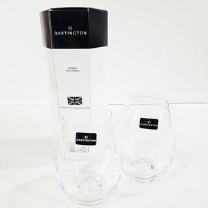 NIB Dartington Set Of 2 Stemless Fine Quality British Wine Glass Company Glasses